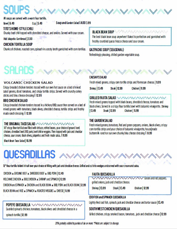 Tito's Cantina Menu